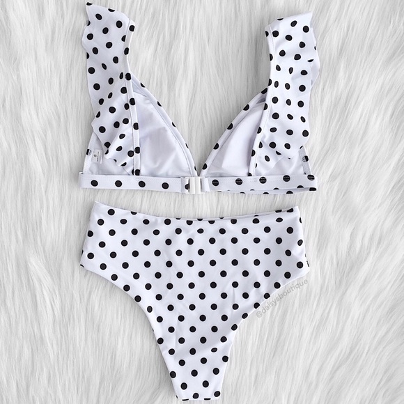 ❤️CLEARANCE❤️ polka dot high waisted ruffle bikini - Picture 4 of 8